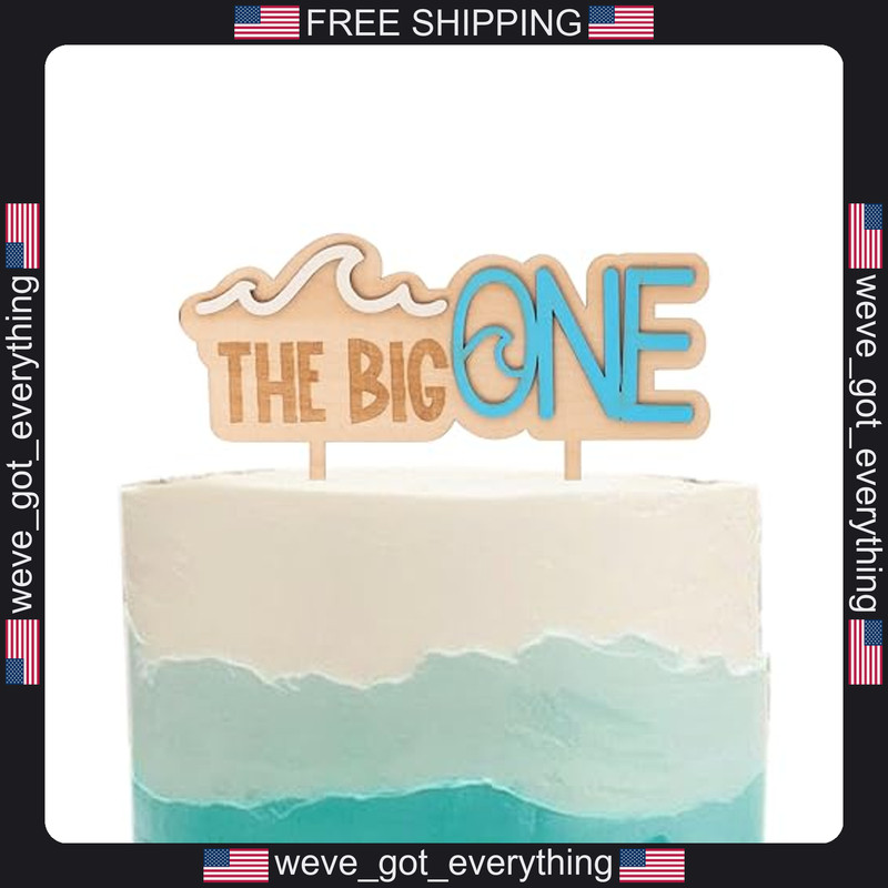 Wood Cake Topper Surf Wave First Birthday Party Decor