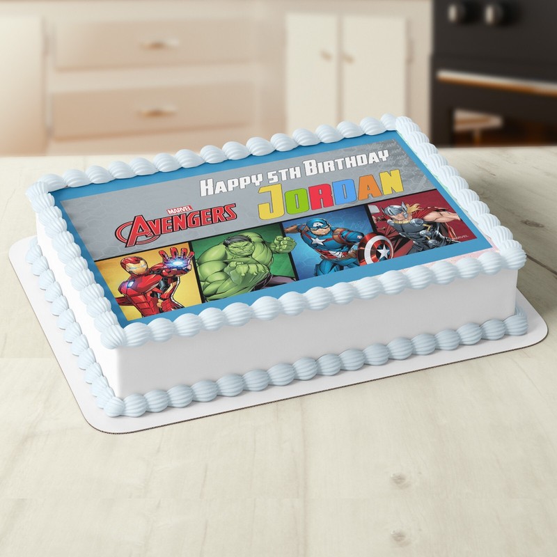 Marvel Avengers Superhero Rectangle Square A4 A3 Edible Icing Cake Topper