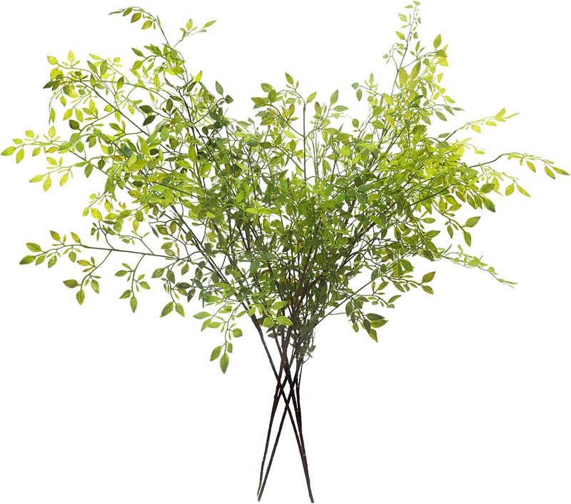 Artificial Plants,4Pcs 43.3″ Green Nandina Faux Branches for Vase,Faux Greenry S