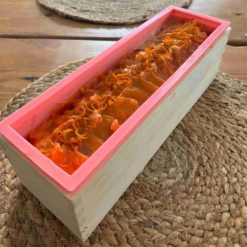 2 Pack 42oz Rectangular Soap Mold, Flexible Soap Loaf Mold with Wooden Cover and gallery