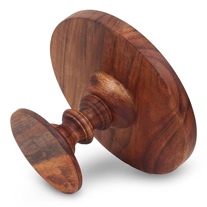 Solid Brown Birch Folding Cake Wood Multipurpose Pizza Stand Cake Stand Dessert gallery