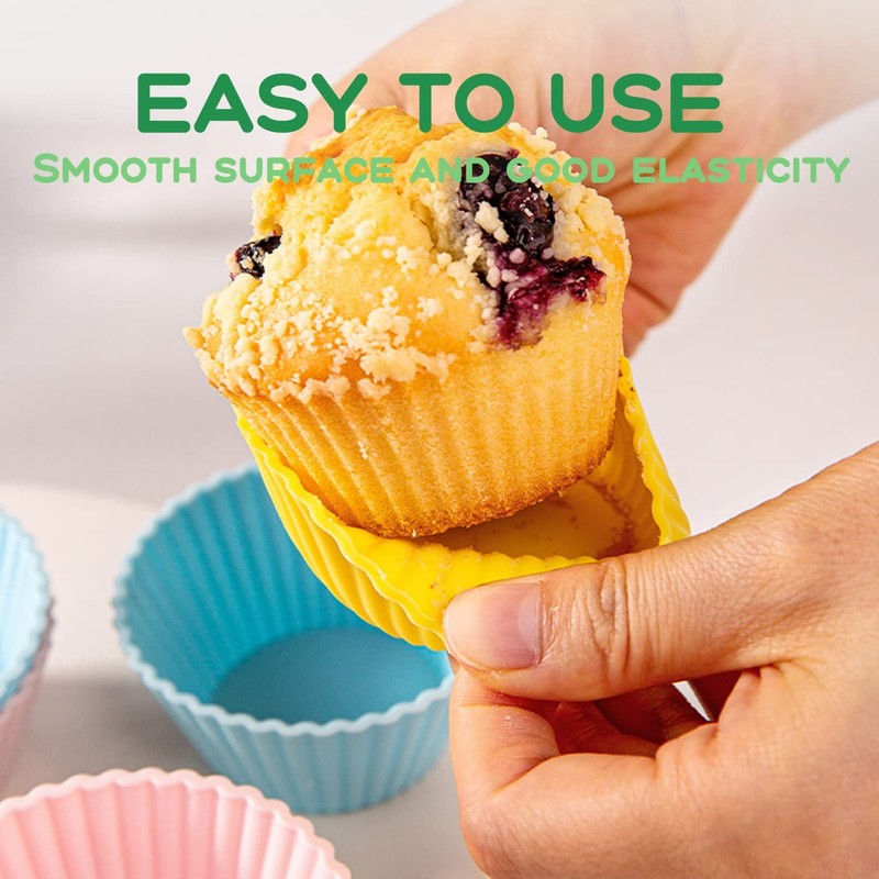 16 Pack Silicone Cupcake Liners, Reusable Muffin Cups for Baking Cake Molds, ... gallery
