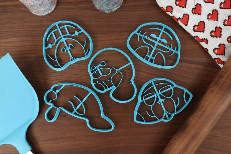 Mighty Manatees Cookie Cutters - Manatee Eating, Manatee Face, Manatee Outline,