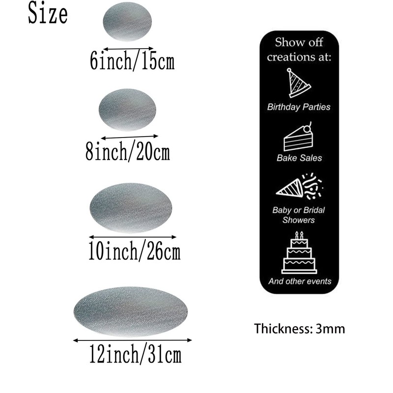 4 Pack Silver Cake Boards Round Cake Circles 6 8 10 12 Inch Cake Base Cardboa... gallery