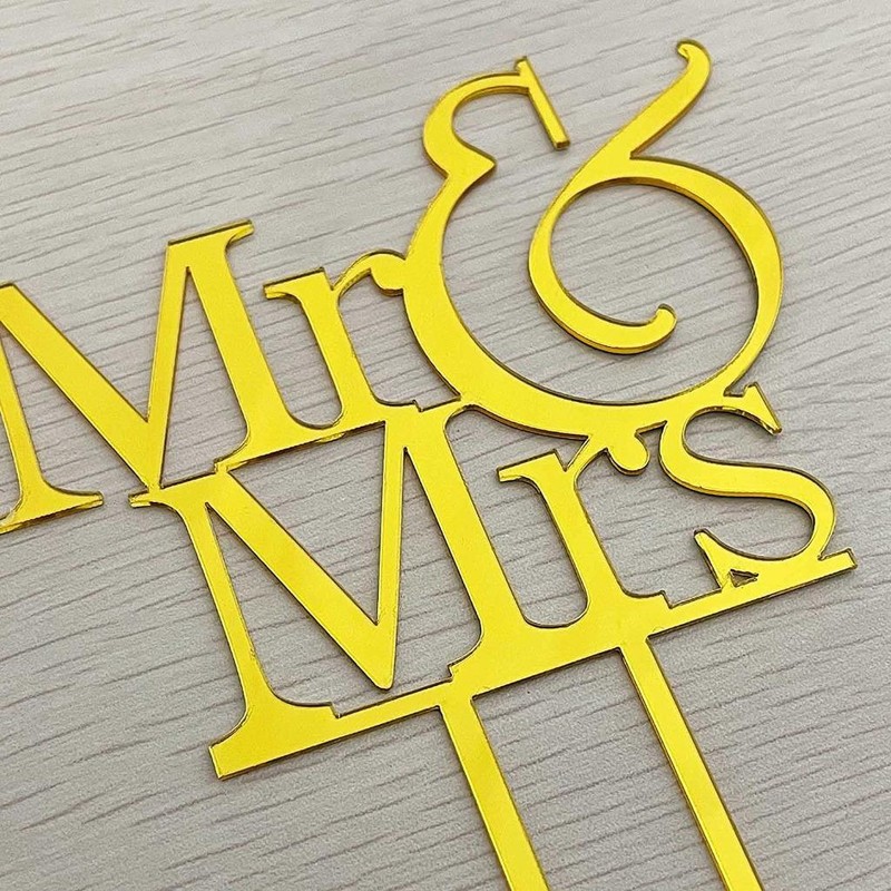 Mr & Mrs Cake Topper Gold Wedding Cake Topper Wedding Anniversary Party Acrylic gallery