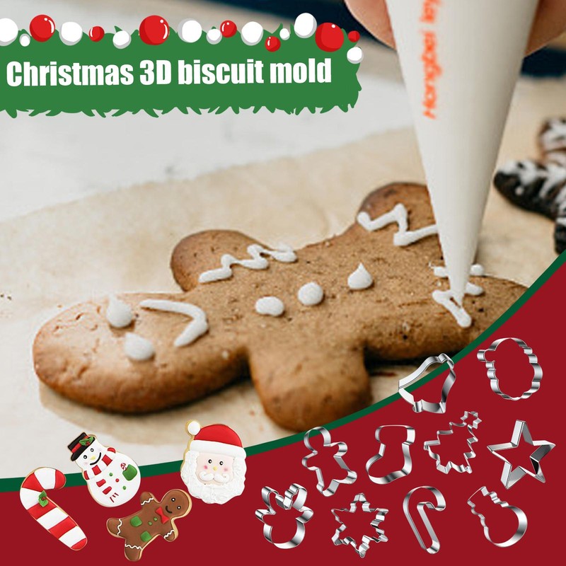 10 x Christmas Cookie Metal Biscuit Cutters Santa Snowflake Present Gingerbread gallery