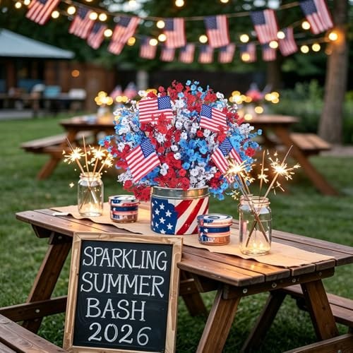 28pcs 4th of July Decorations Patriotic Babys Breath Red White and Blue gallery