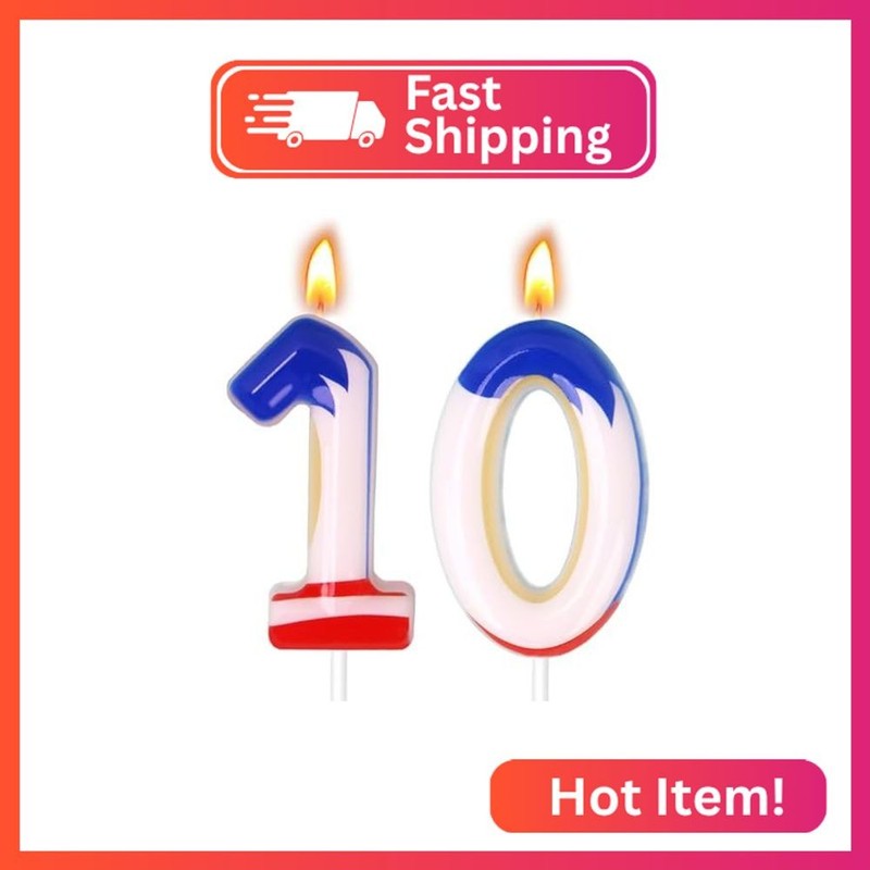 Cartoon Dark Blue Birthday Candle, Number Candles for Cake Topper, Birthday Deco