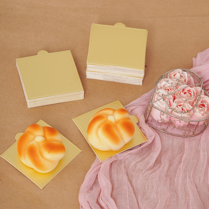 100pcs Mini Cake Boards, Gold Cake Base Paper Cupcake Dessert Displays Trays ... gallery