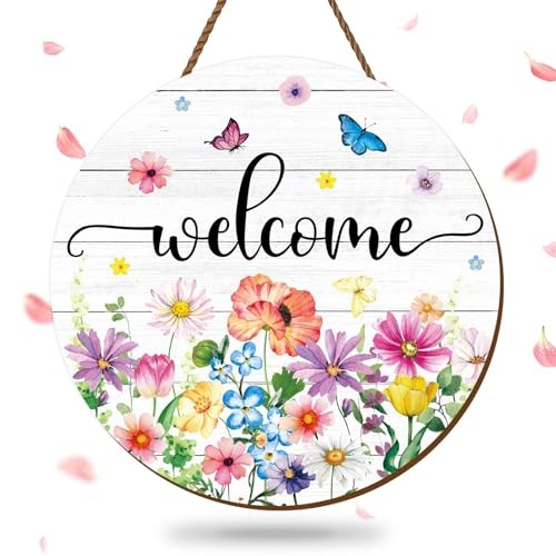 Spring Summer Flower Welcome Door Sign Wildflower Wooden Wildflower vivid gallery
