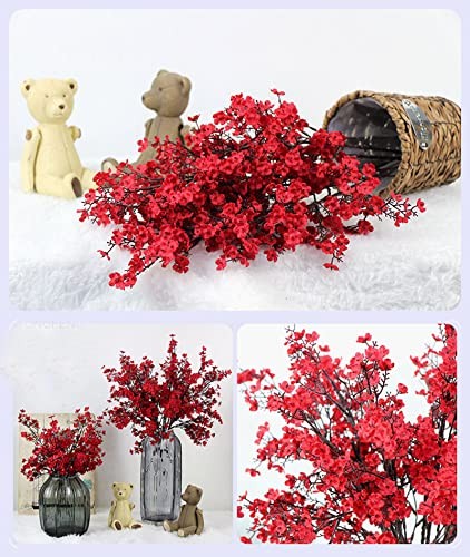 10 Pcs Babys Breath Artificial Flowers Real Touch Fake Flowers Silk Plants Red gallery