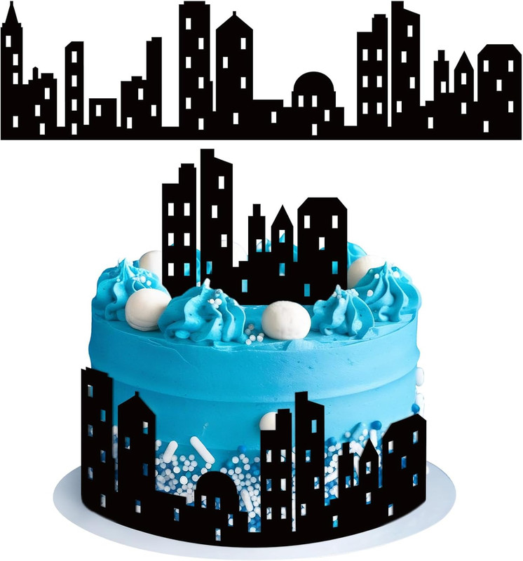 6 Pieces City Cake Border Decoration Cake Side Border Stick or Lay on Toppers Bi