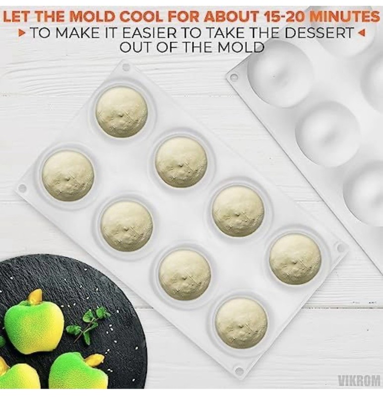 8 Cavity Apple Silicone Mold - 11.22 x 6.69 x 2.3 Inches Apple Mold for Baking gallery