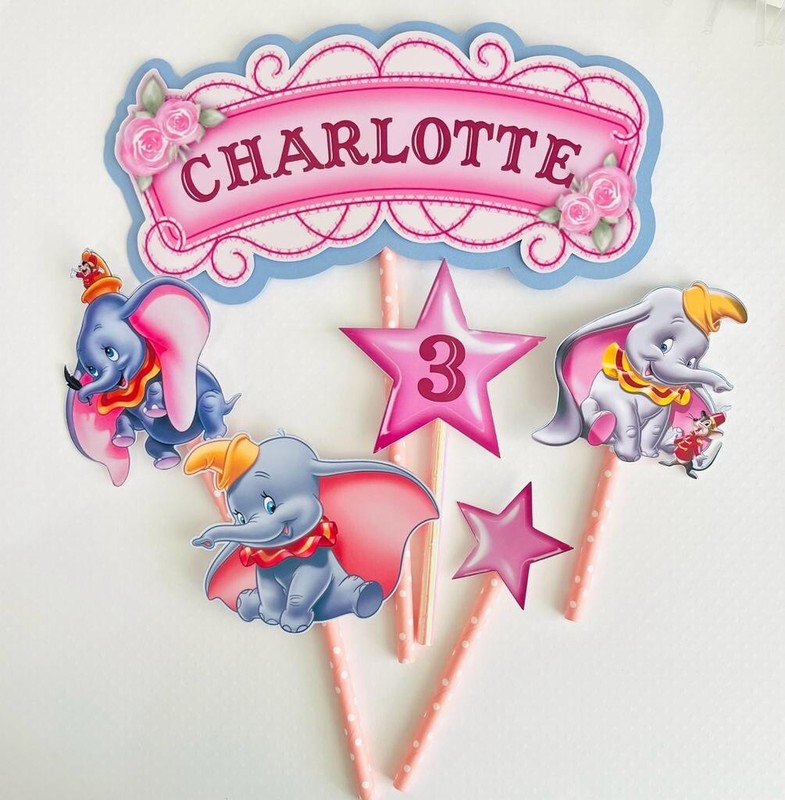 Personalized Dumbo Elephant Cake Topper