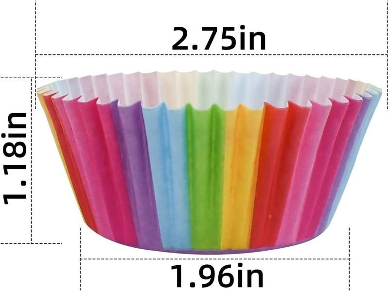 100 Pack Rainbow Cupcake Liners - Greaseproof Standard Size for All Occasions gallery
