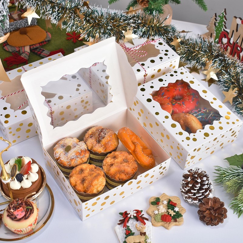 32 PCS 8x6x2.5 Inch White Christmas Cookie Boxes With Window Gifts Treats gallery