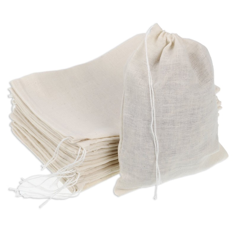 Muslin Drawstring Cotton Bags For Gifts 5×7 Inch Storage Sachet Cream 30 PCS