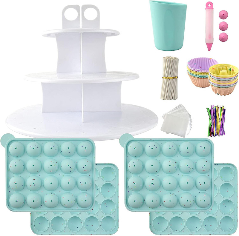 Cake Pop Maker Set Including Silicone Lollipop Molds, 3 Tier Display Stand, Sili gallery