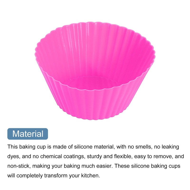 36Pcs Silicone Cupcake Baking Cups 2.8" Non-Stick Muffins Liners Rose Red gallery