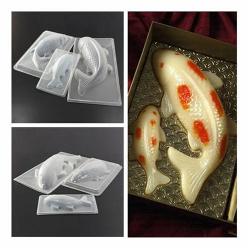 New 3D Koi Fish Plastic Cake Chocolate Mould Jelly Handmade Sugarcraft Mold DIY gallery