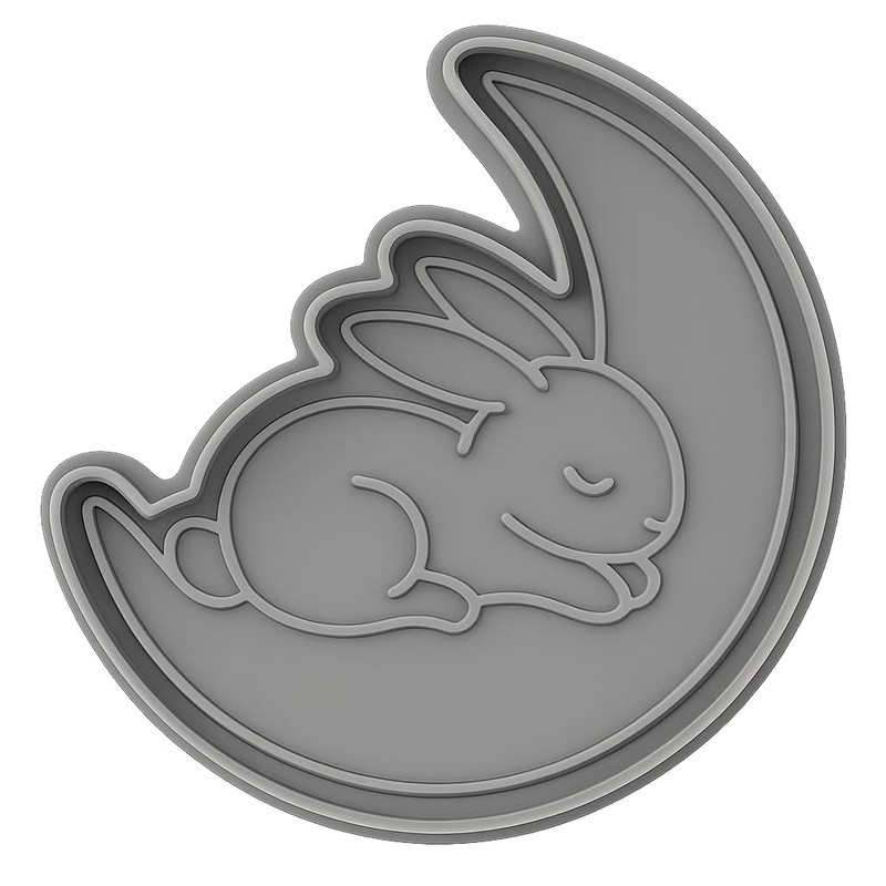 Sleeping Bunny Moon Cookie Cutter & Stamp - 4x3.5" Adorable Cradle Design gallery