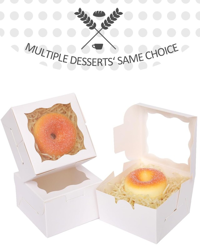 White Bakery Box With Window 4x4x2.5 Inch Macaron Donut Party Case 200 PCS gallery