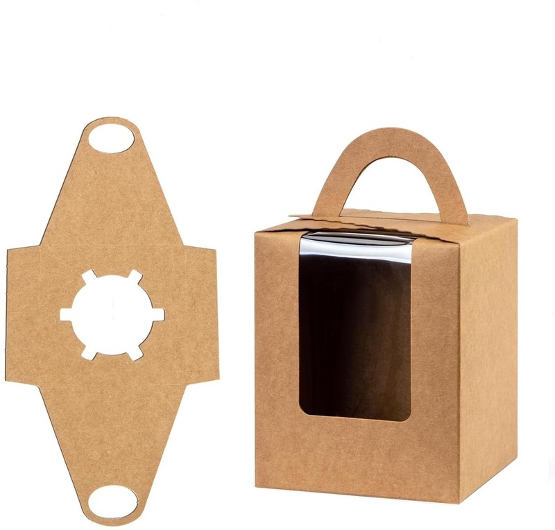 Brown Single Individual Cupcake Pastry Carrier Box With Window Insert 30 PCS gallery