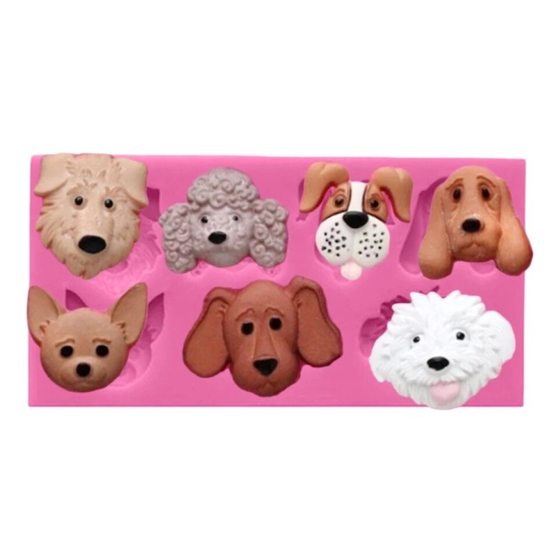Silicon Cute Mini Dog Face Fondant Chocolate Mould Sugarcraft DIY Clay Resin