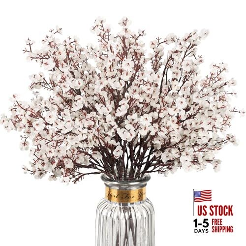 Babys Breath Artificial Flowers Real Touch Fake Flowers Silk 8 Bundles White