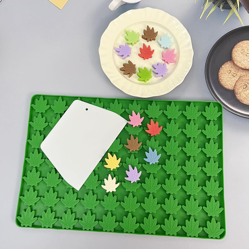 Leaf Silicone Molds for Chocolate Gummy Candy, Leaf Wax Melts Molds with Scraper gallery
