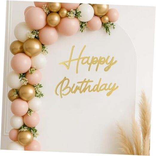 Happy Birthday Wooden Sign with Painted Cutout Wooden Happy Birthday Gold
