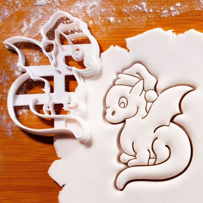 Christmas Baby Dragon Cookie Cutter – Santa mythology fantasy mythical creature