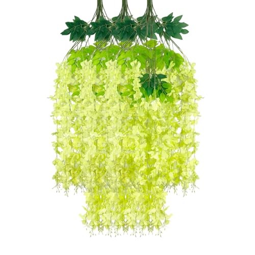 12 Pack Wisteria Hanging Flowers Garland, 3.77 Feet Artificial 12 PCS Green gallery