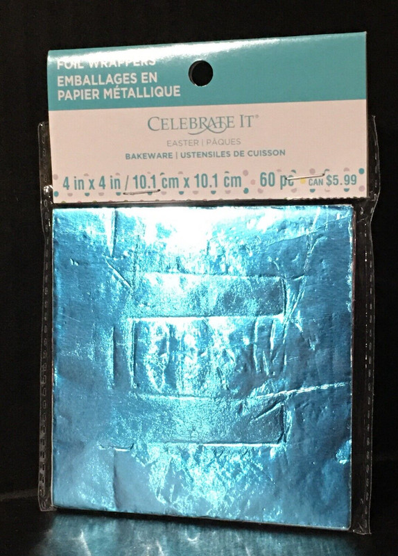 Celebrate It Easter Foil Candy Wrappers 60pc 4″ x 4″ Blue Pink Purple New