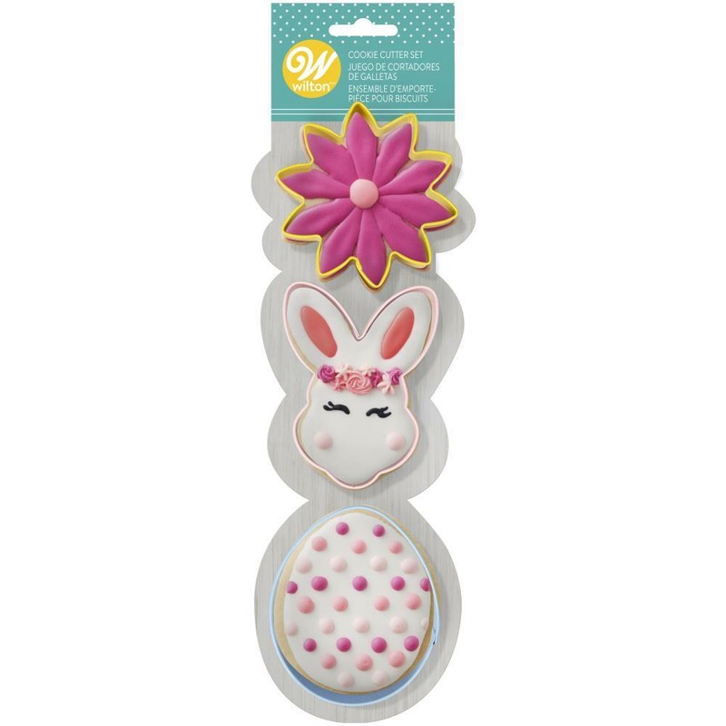 Wilton Painted Metal Cookie Cutter Set Easter Bunny Head Flower Egg