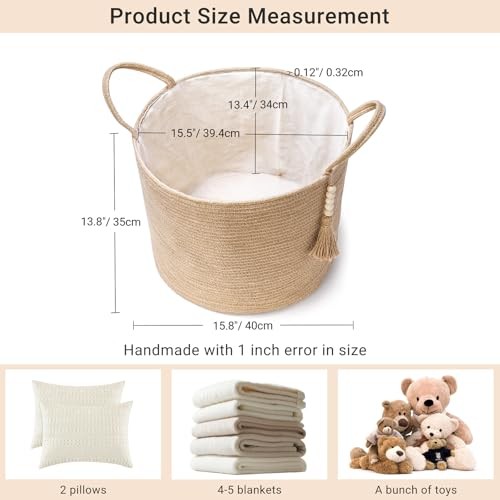 Woven Storage Basket Decorative Natural Rope Basket 16" W × 13.8"L Brown gallery