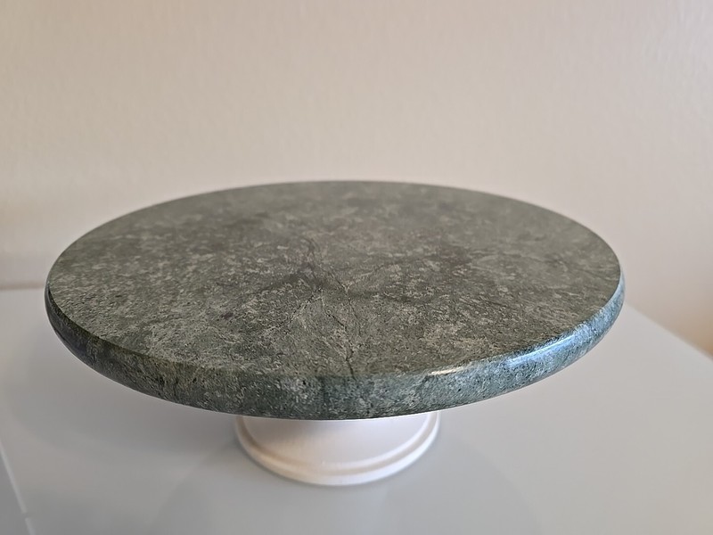 Marble Top With Wooden Off White Stand Handcrafted 11” D- 4.5” Tall gallery