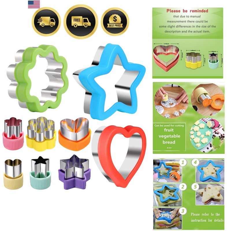 9 pcs Cookie Cutters Fruit Cutter Mini Vegetable Cookie Stamps Mold