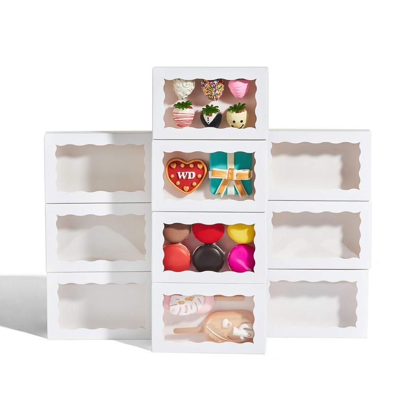 100 Pack Auto-Popup 7 x 4 3/8 x 1 1/2 Cookies boxes for 2 Macaron Boxes White... gallery