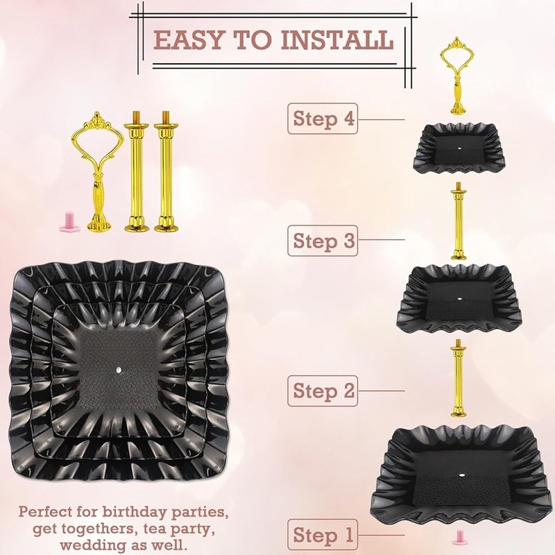 3 Pack Cake Stand Serving Trays Parties Dessert Display Indoor Outdoor Use gallery