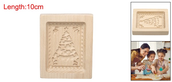Wooden Cookie Mould 3.94" x 3.15" Cookie Biscuit Mould Square Christmas Tree gallery