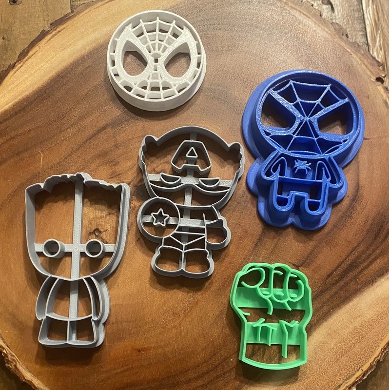 Marvel Mixed All In One Cookie Fondant Cutter Set Of 5 PLA 3D Printed
