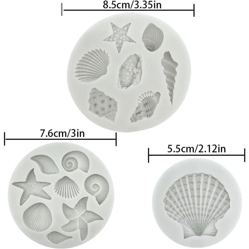 Marine Theme Cake Fondant Silicone Set for Seashell Conch Starfish Coral gallery