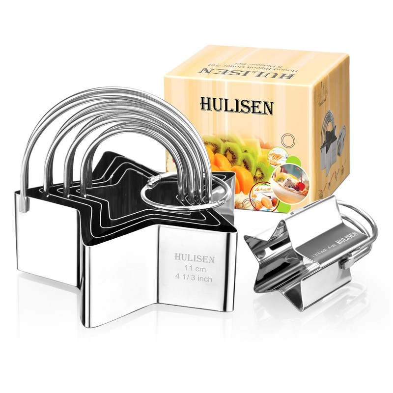 Star Cookie Cutter Set (5 Pieces/Set), Stainless Steel Biscuit Cutter with Ha…