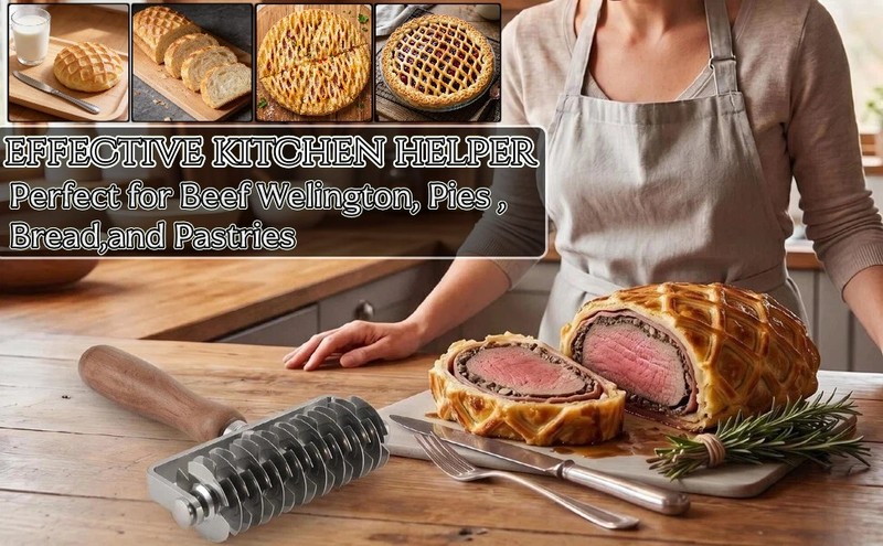 Dough lattice cutter pastry Tool - Stainless Steel Pastry Lattice Roller Cutter gallery