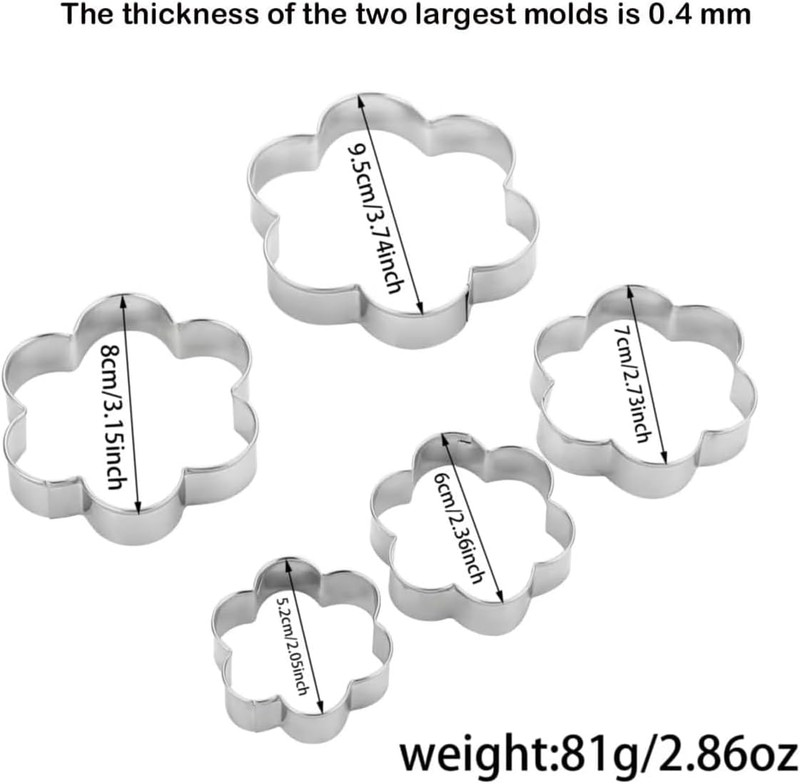 Sturdy Flower Cookie Cutters Set of 5 – Thickened Stainless Steel Sandwich Cutte gallery