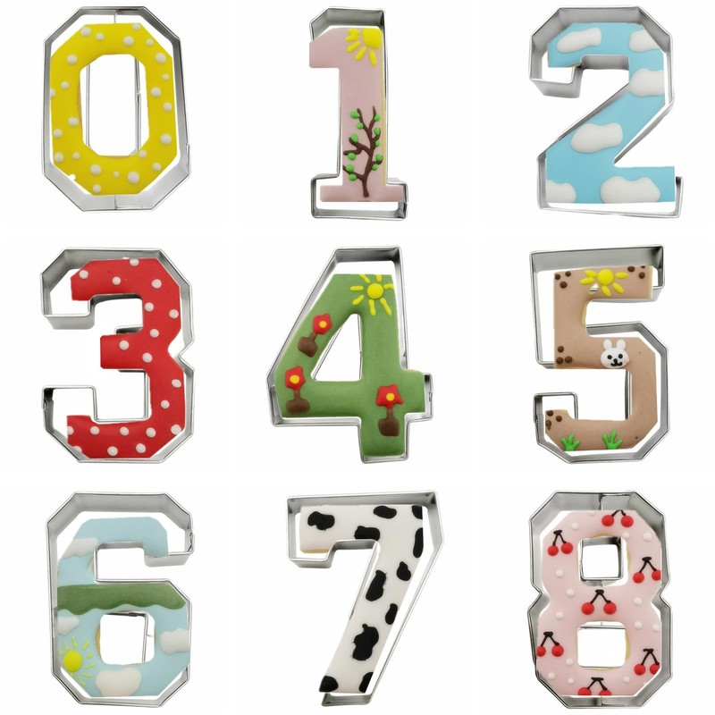 3-Inch Number Shaped Cookie Cutters Set of 9 PCS (0-8, 6&9 Reversible) – Stai…