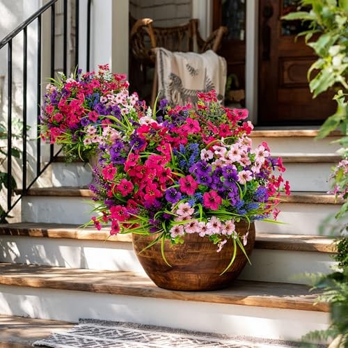 Artificial Flowers for Outdoors Fake Plants - 16 Mix White Purple Pink Lavander gallery