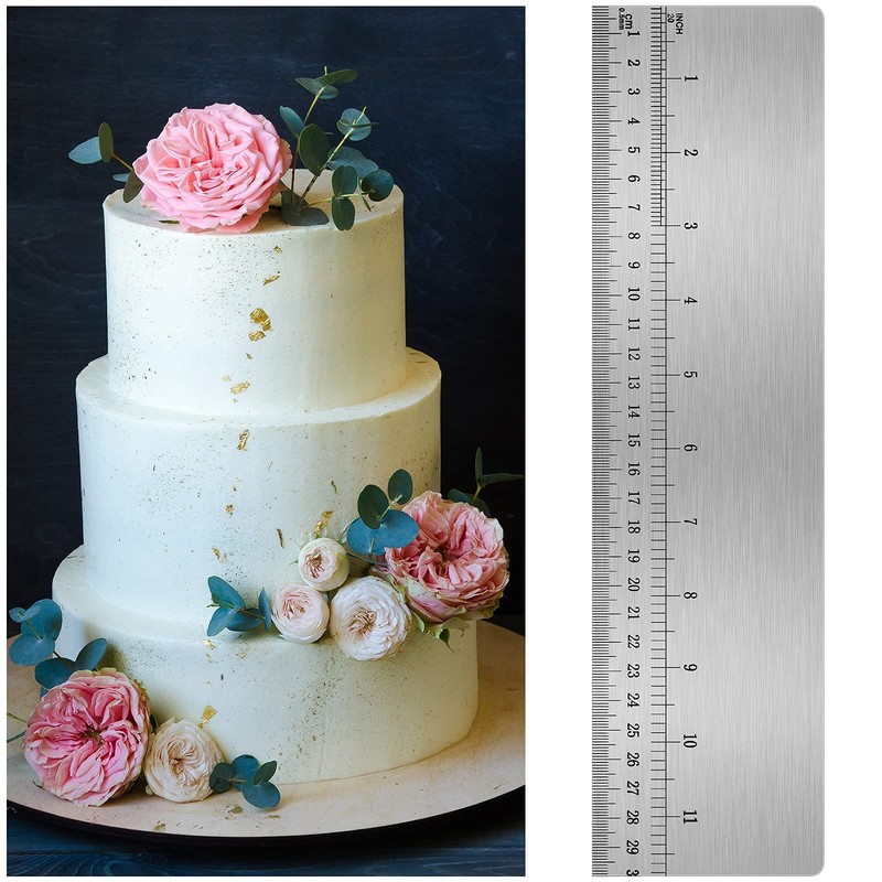 Nuenen 12 Inches Stainless Steel Cake Scraper with Scale 12 Inches, Silver