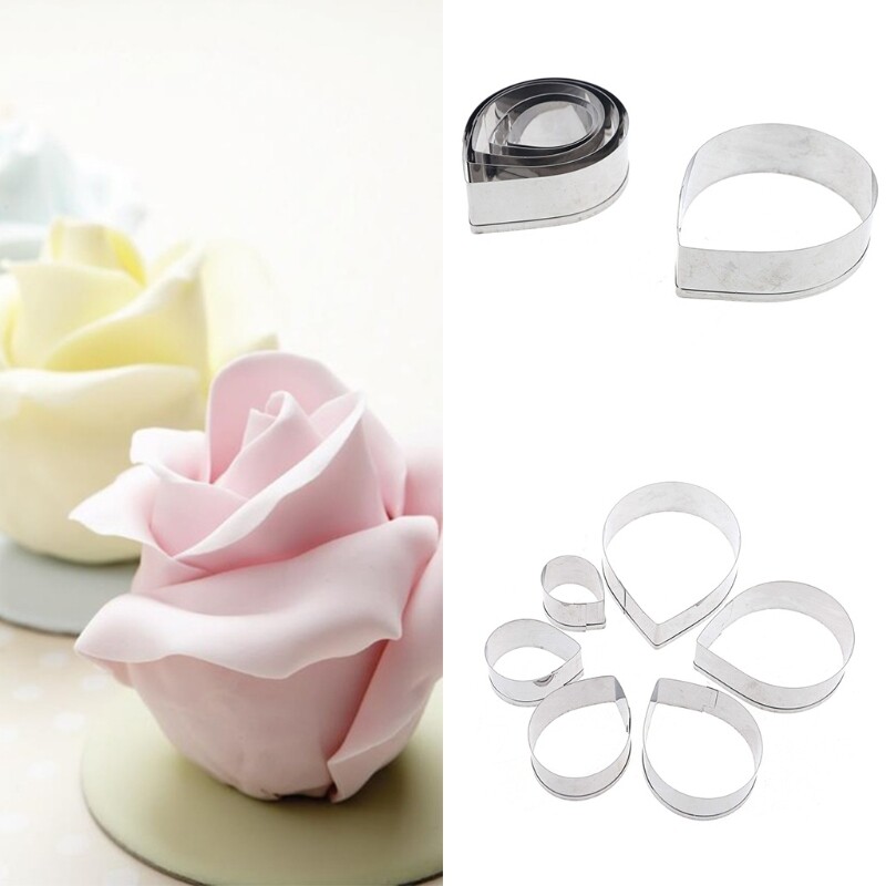11 Pieces Fondant Cutter Stainless Steel Rose Shaped for Fondant Biscuit Sugar
